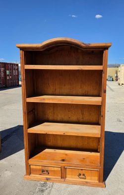 Solid Pine Wood Bookcase with Drawers