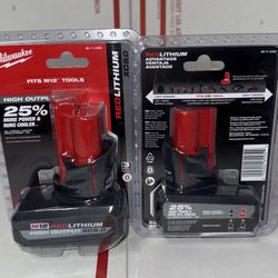 Milwaukee M12 5.0 High Output Battery. Model #48-11-2450. (1 Battery)