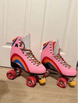 Moxi Rainbow Rider Pink Heart Roller Skates