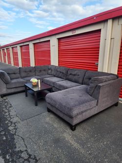 *Free delivery*Gray/Blue U sectional couch Ashley brand 3 pieces heavy  couch only(read description)