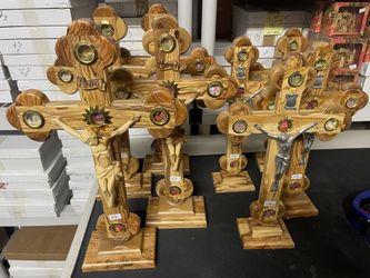 Easter Gift Crosses From The Holy Land  Size 14 Inches  Olive Wood Carving Handmade 
