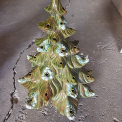 Vintage 70's Ceramic Christmas Tree With Snow