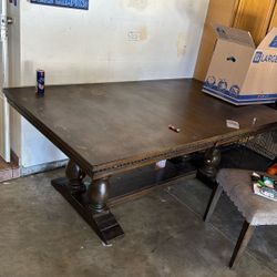 Wood Table With 6 Chairs 