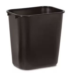 7 Gal. Black Plastic Rectangular Deskside Trash Can -USED