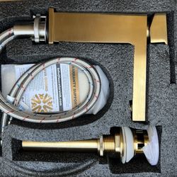 Lava Odoeo Bronze Gold Bathroom Faucet, Brushed Bronze Bathroom Sink Faucet Single Hole Brass Gold Single Handle Vanity Faucet with Drain Assembly, De