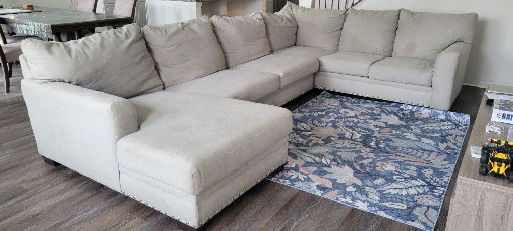 Fabric 3 Piece Performance Sectional Sofa With Chaise
