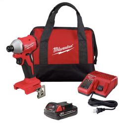 Milwaukee M18 18-Volt Lithium-Ion Compact Brushless Cordless 1/4 in. Impact Driver Kit with One 2.0 Ah Battery, Charger & Tool Bag