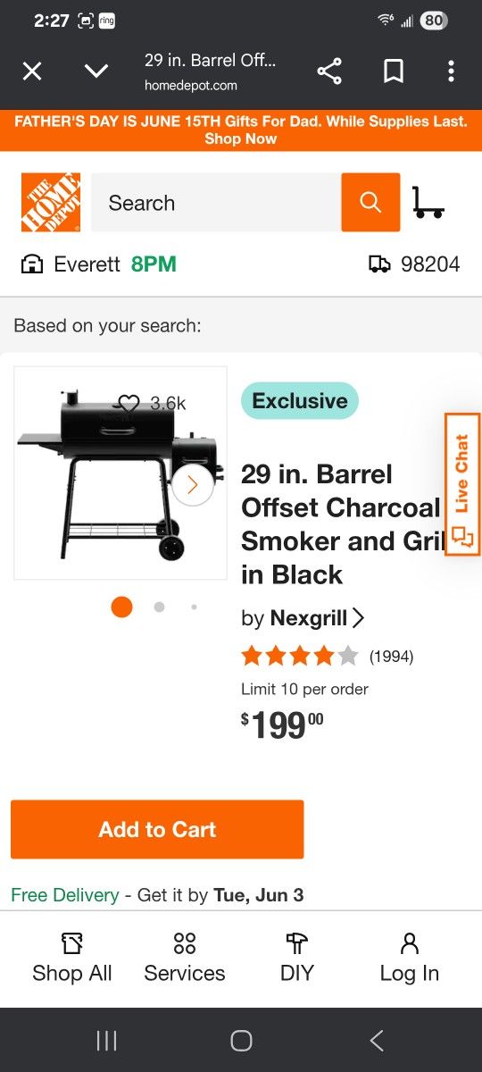 Nexgrill Barrel Smoker & Grill