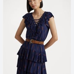 Brand New Woman’s Ralph Lauren brand Navy Blue Sun Dress Up For Sale