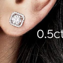 Wedding Sterling Silver 925 Moissanite Square Earrings Wedding 