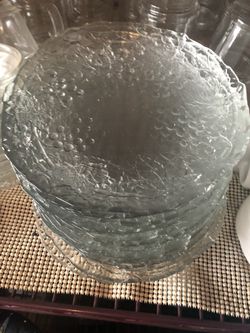 Glass plates & tea cups and saucers