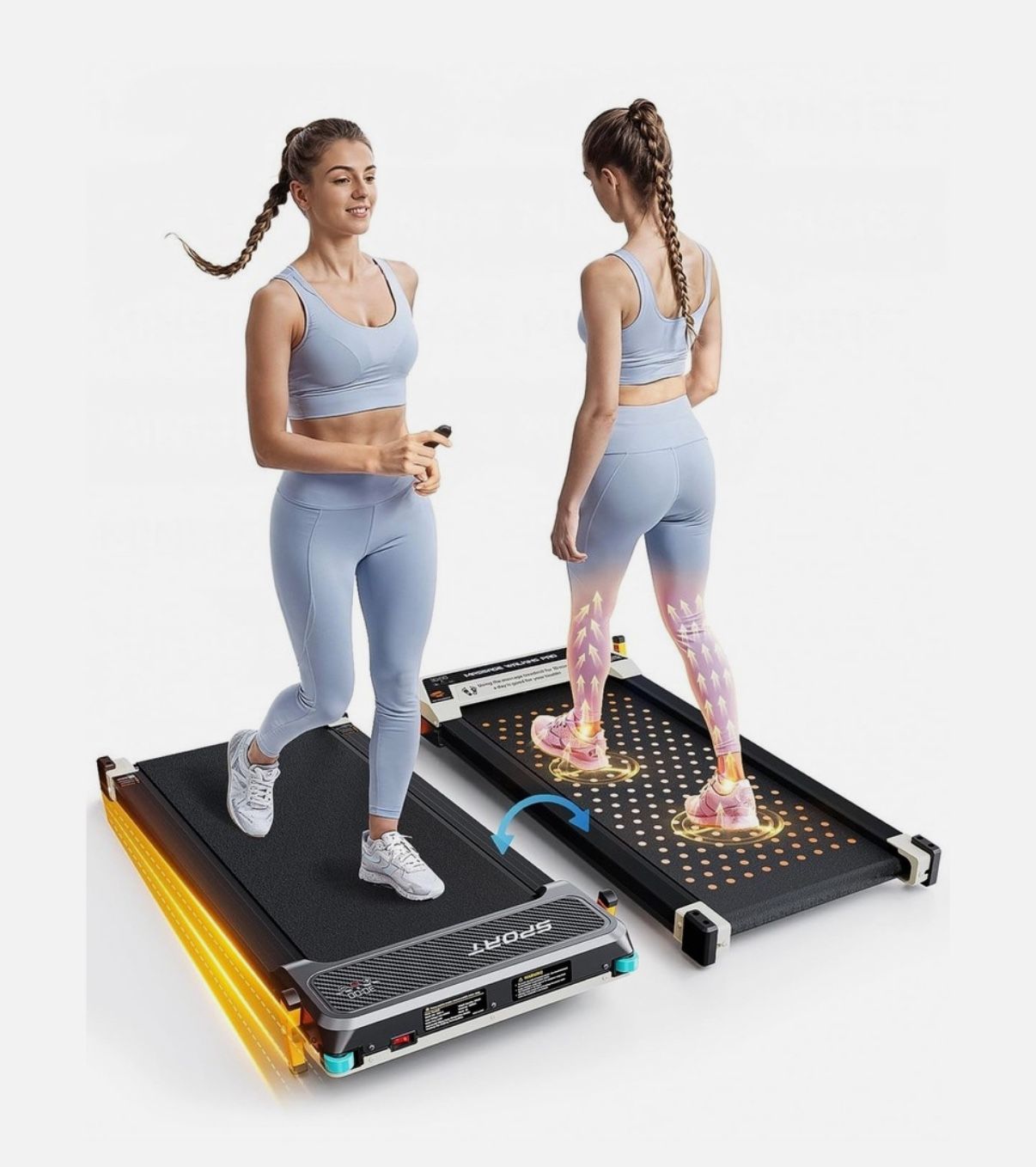 Walking Pad Treadmill with Incline - Dual-Sided Under Desk Treadmil...