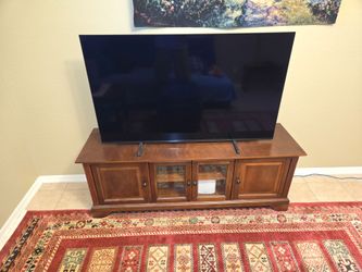 Wooden TV Stand with Glass Doors
