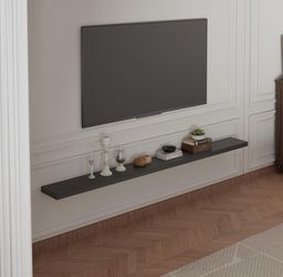 IEO Solid Wood Floating Shelves, Black, 72in 1tier Natural Wood, Heavy Duty Hidden Brackets, Long Wooden Floating Shelves For Living Room, Bedroom, Ki