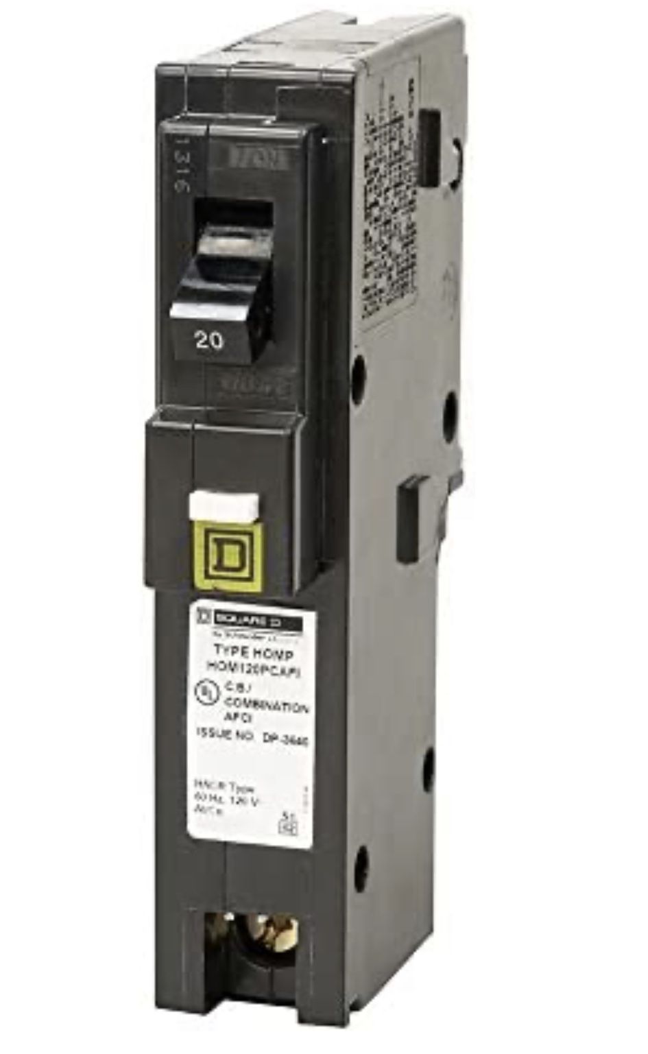 Square D Homeline 20 Amp Single-Pole Plug-On Neutral Combination Arc Fault Circuit Breaker(HOM120PCAFIC)