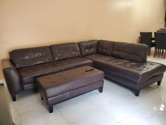 Leather Sectional Sofa with Ottoman