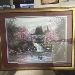 Retired Vintage Framed Print “Old Stone Bridge “ Artwork By Joe Sambataro