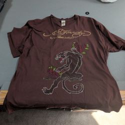 Original Ed Hardy by Christian Audigier vintage t-shirt. Iconic Y2K tattoo-style panther and rose design, fully embellished with rhinestones.
