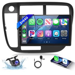 2G 64G Android Car Stereo for Honda Civic 1 Radio Carplay Wireless Android Auto, Hodozzy 9 inch Touch Screen with GPS/WiFi/Bluetooth, FM RDS, 
