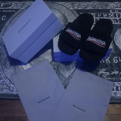 Black fluffy Balenciaga slides. Size 8-9