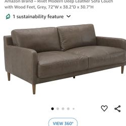 Leather Sofa Dark Gray NEW