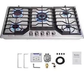 New 34” 5-Burners Recessed Gas Cooktop in Stainless Steel Power Burners