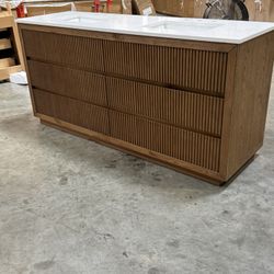 72” Bathroom Vanity In Dark Wood Color 