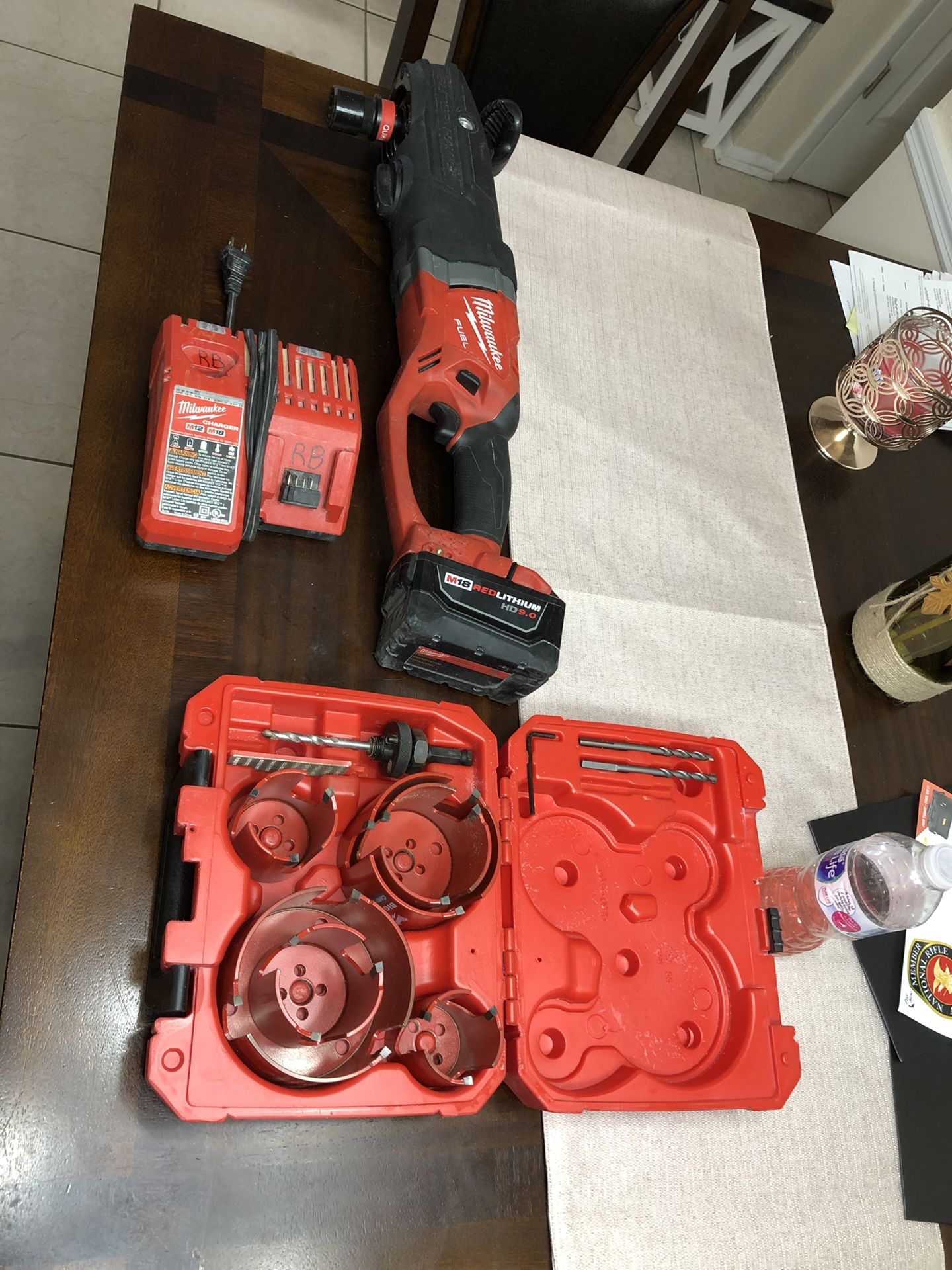 Milwaukee M18 SuperHawg with 9.0battery, Charger, and Big Haag Hole Saw Kit