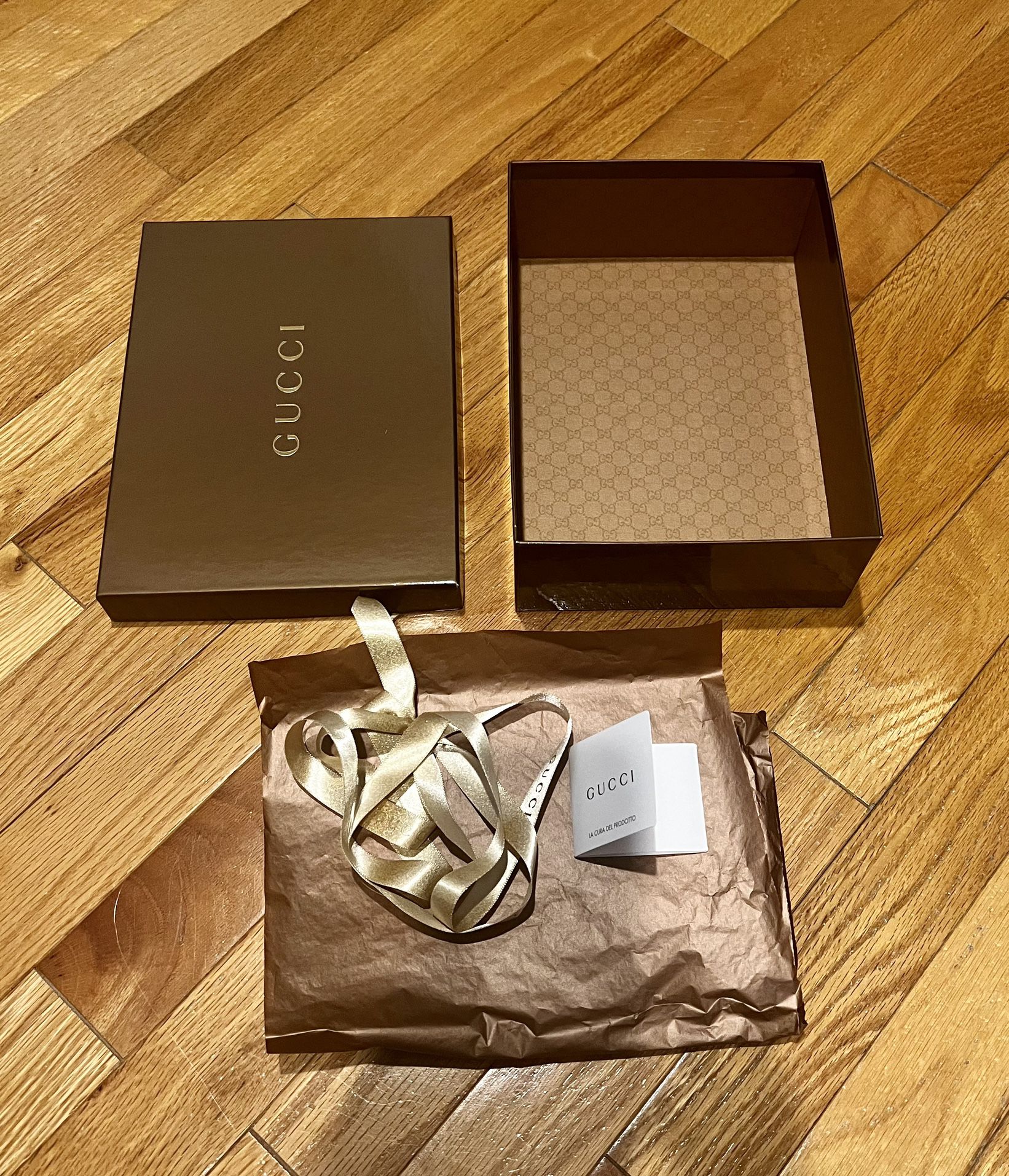 Authentic Gucci Gift Dress Bag Box Set *size: 16 x12 x3” With Wrapping  papers for Sale in Austin, TX - OfferUp