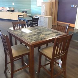 5 Piece Dining Room Set Dining Table And 4 Chairs All Counter-height