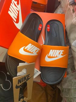 Nike Slide Sandals Orange and Black