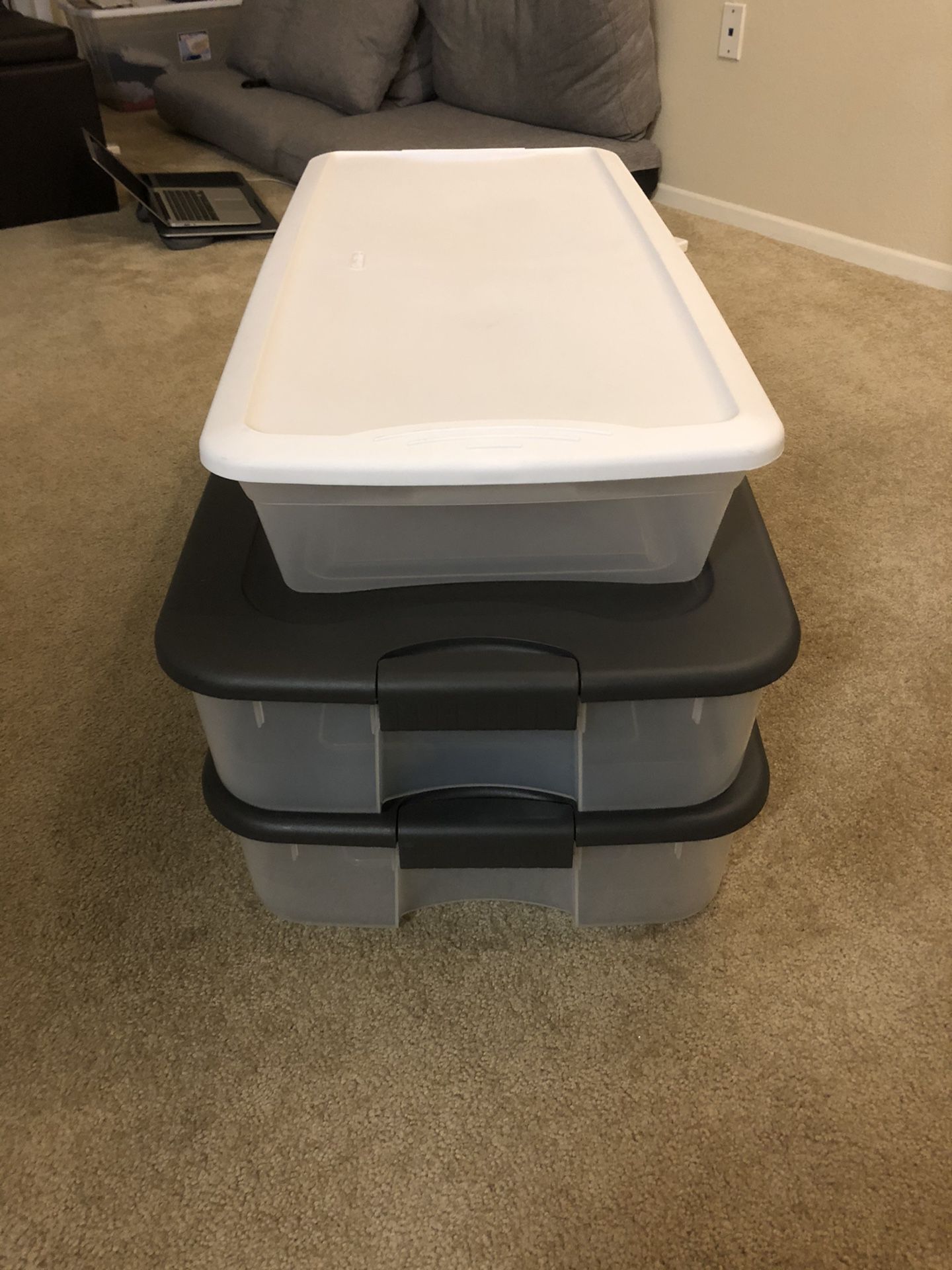 Under bed storage containers, set of 3