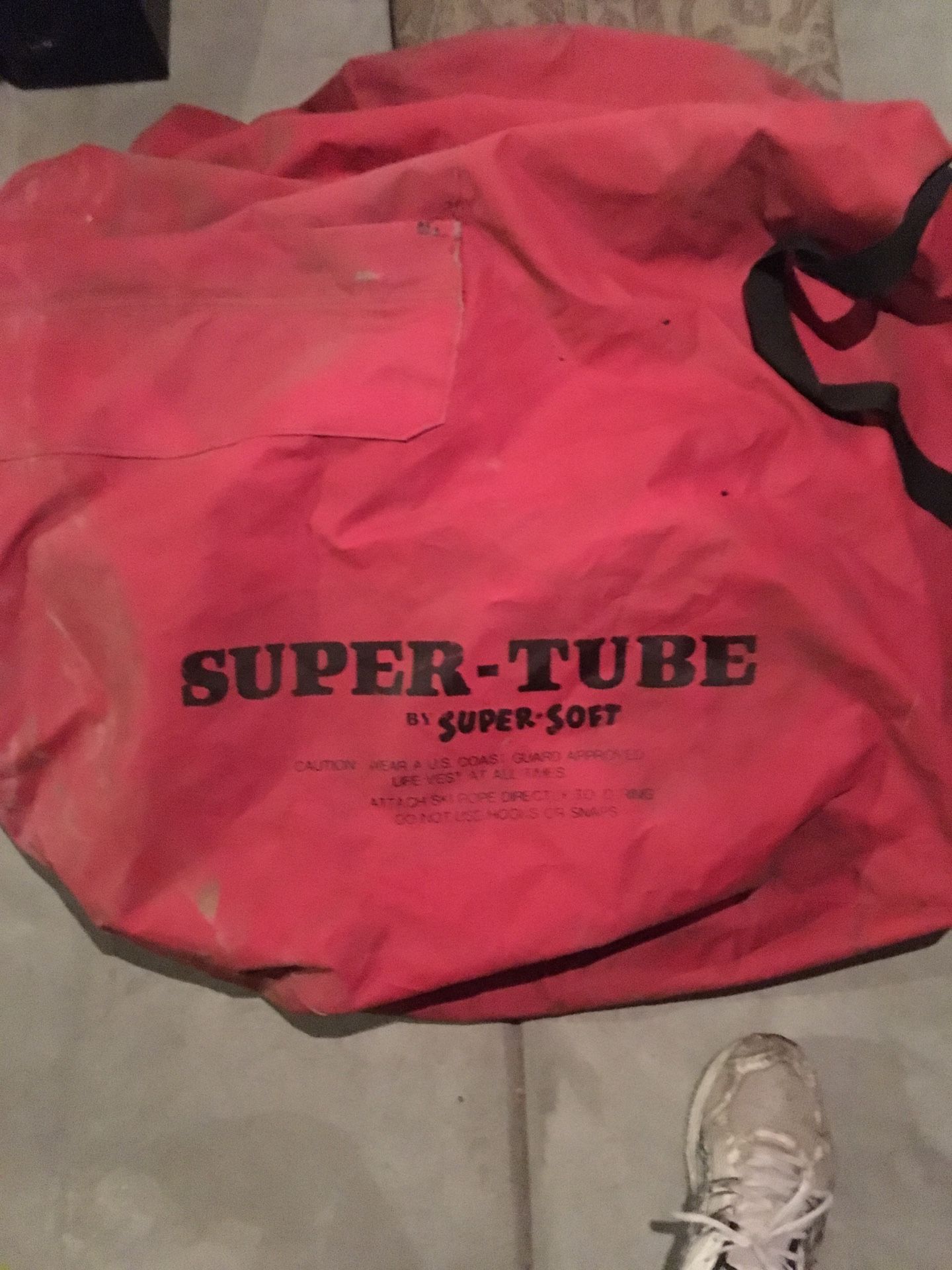 SuperTube towable inflatable tube with heavy red cover