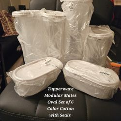Tupperware Modular Mates Oval Set Of 6 With Cotton Seals 