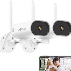ANRAN Security Camera Outdoor, 1080P Pan Rotation 180° WiFi Outdoor Security Cameras for Home, IP65, Night Vision, Plug-in Power, SD and Cloud Storage
