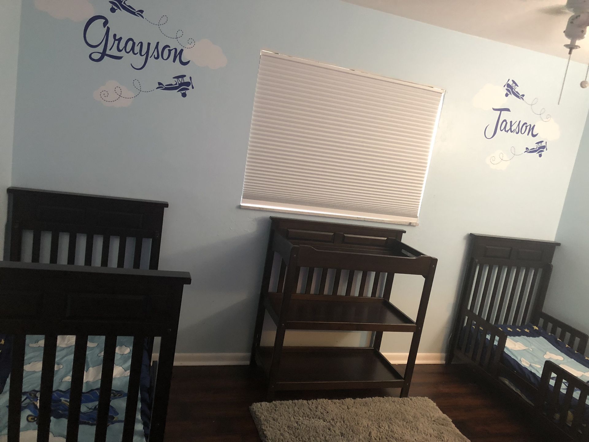 Convertible cribs and changing table