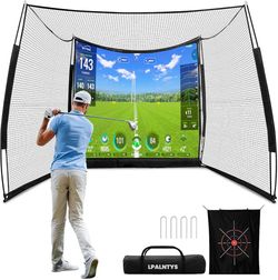 Golf Simulators for Home,11 * 8FT Golf Net with Simulator Impact Screen and Target Cloth, Portable Heavy Duty Golf Hitting Net for Outdoor Indoor with