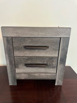 Rustic Gray 2-Drawer Nightstand – Modern Farmhouse Style