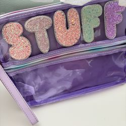 Chenille Clear Zippered Pouch 
