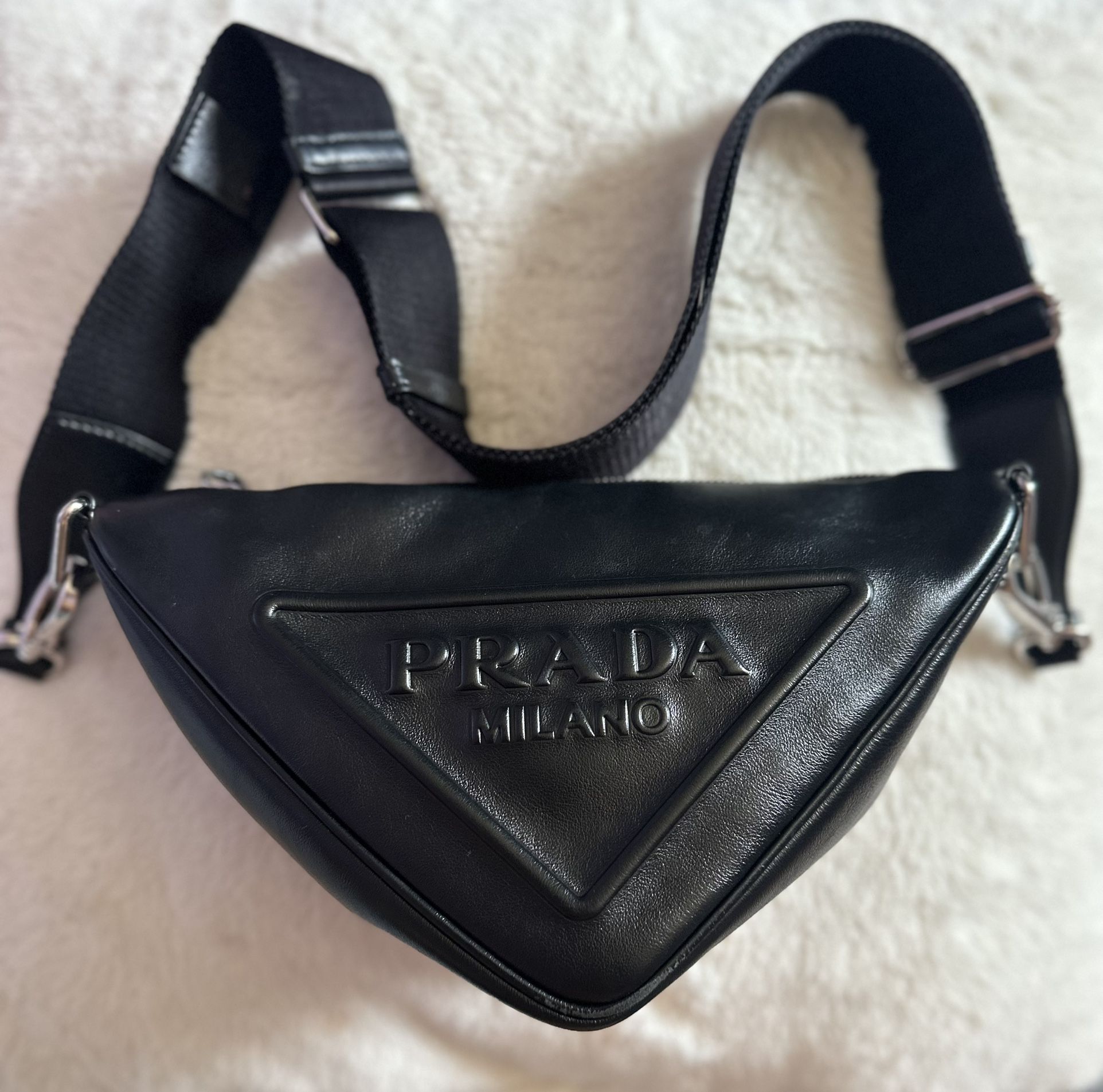 Authentic Prada Triangle Leather Shoulder Bag