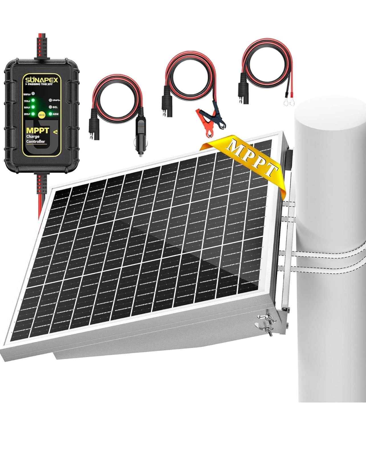 Brandnew 50W MPPT Solar Battery Charger Maintainer, 12V Waterproof Solar Panel Trickle Charger with MPPT Controller for Car, Motorcycle, Boat, Marine,