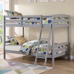 Gray Twin/ Twin Bunk Bed w/ Mattresses 💥SPECIAL💥