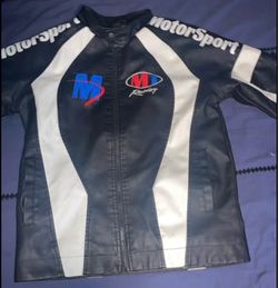 Motorsport Blue Black Red & White black white leather jacket Size Medium