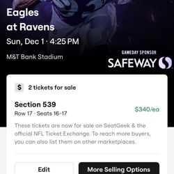 Ravens Eagles Tickets. 