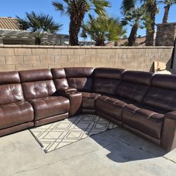 Concord 6-Piece Power Reclining Leather Sectional
