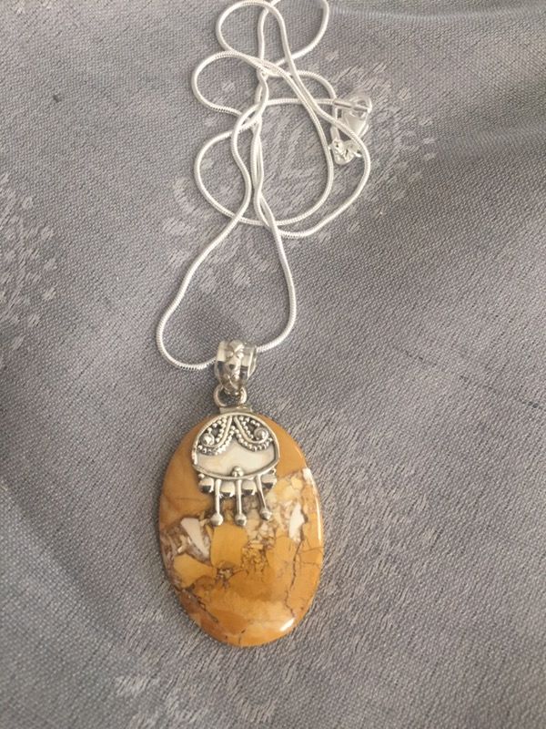 100% Hand Made Brecciated Mukkite 925 Sterling Silver Pendant and chain