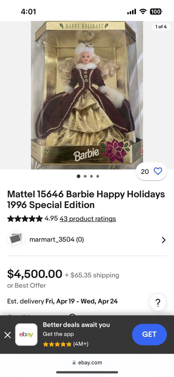 Original Barbie Doll Special Edition Purple Eyes 