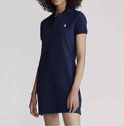 Ralph Lauren Navy Polo cotton mesh mini Dress size XS