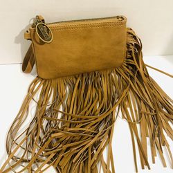 Carlos Santana Crossbody Bag Fringe Brown Purse
