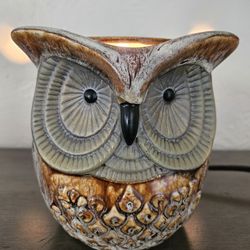 Ceramic Speckled Brown Owl Electric Wax Melt Warmer Night Light